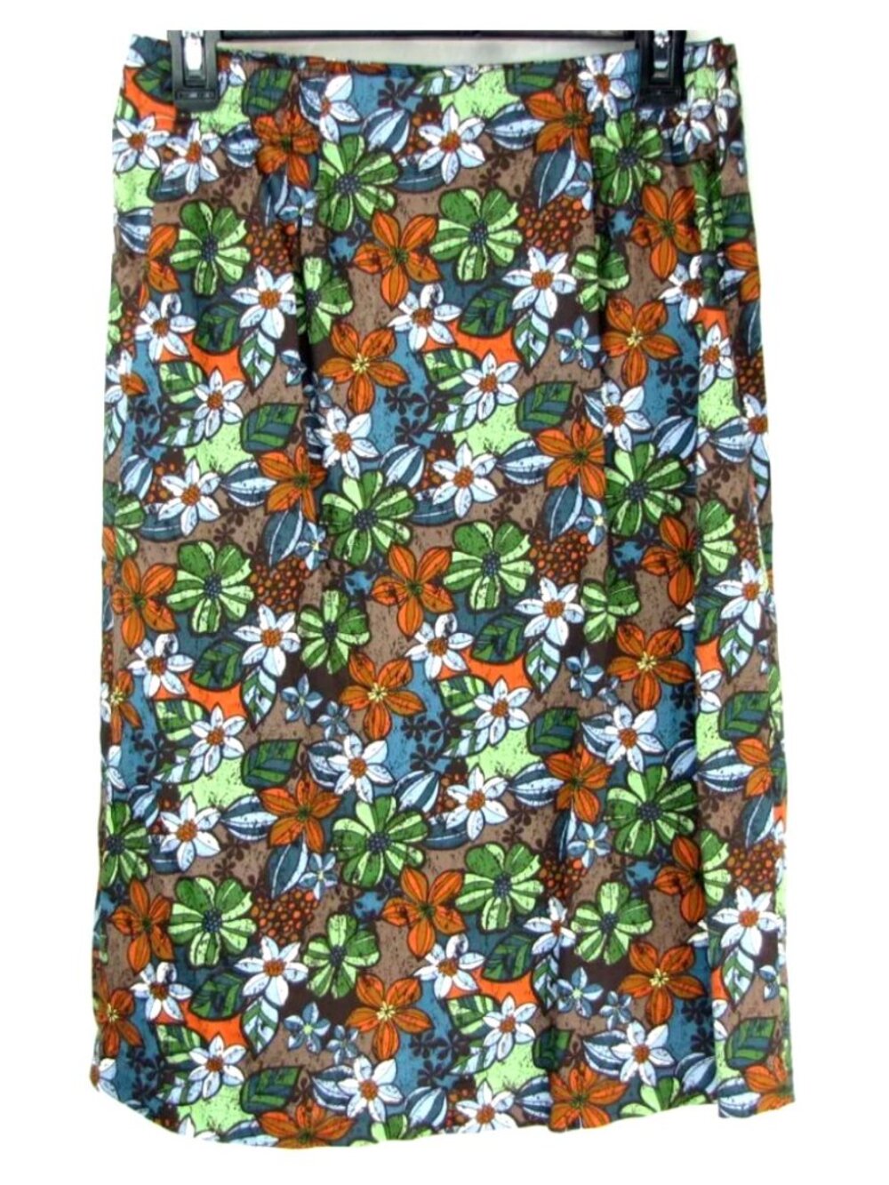 SALE!  Floral Wrap Orange Green Midi Knee Skirt